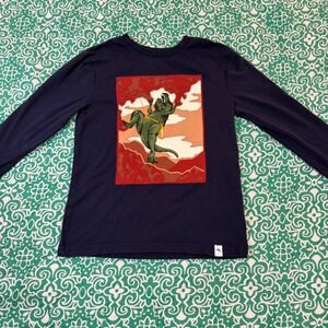 Tommy Bahama Kids Navy Blue T-Rex Dinosaur Rock Climbing Long Sleeve Shirt M 7/8